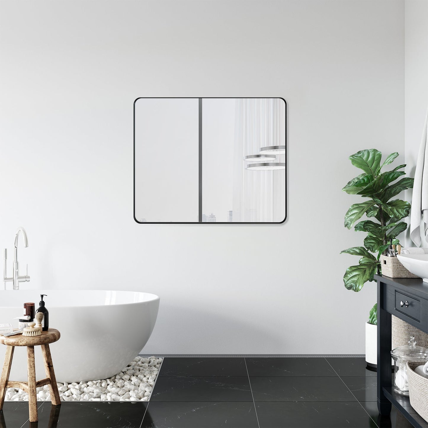 Nettuno 36" Rectangle Bathroom/Vanity Matt Black Aluminum Framed Wall Mirror