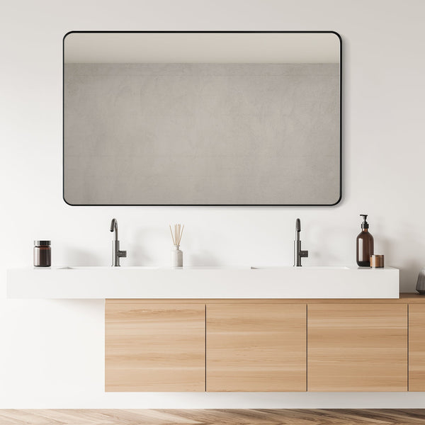 Nettuno 48 Rectangle Bathroom/Vanity Matt Black Aluminum Framed Wall Mirror
