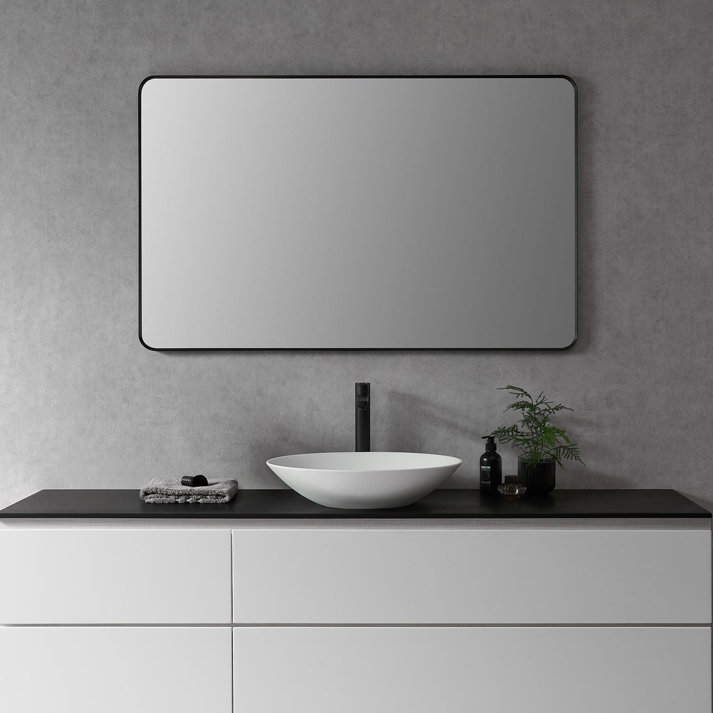 Nettuno 48" Rectangle Bathroom/Vanity Matt Black Aluminum Framed Wall Mirror