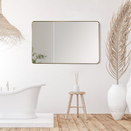 Nettuno 48" Rectangle Bathroom/Vanity Brushed Gold Aluminum Framed Wall Mirror