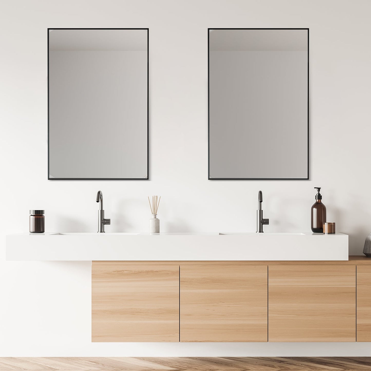 Sassi 24" Rectangle Bathroom/Vanity Matt Black Aluminum Framed Wall Mirror