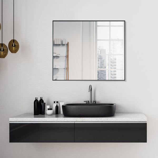 Sassi 36 Rectangle Bathroom/Vanity Matt Black Aluminum Framed Wall Mirror