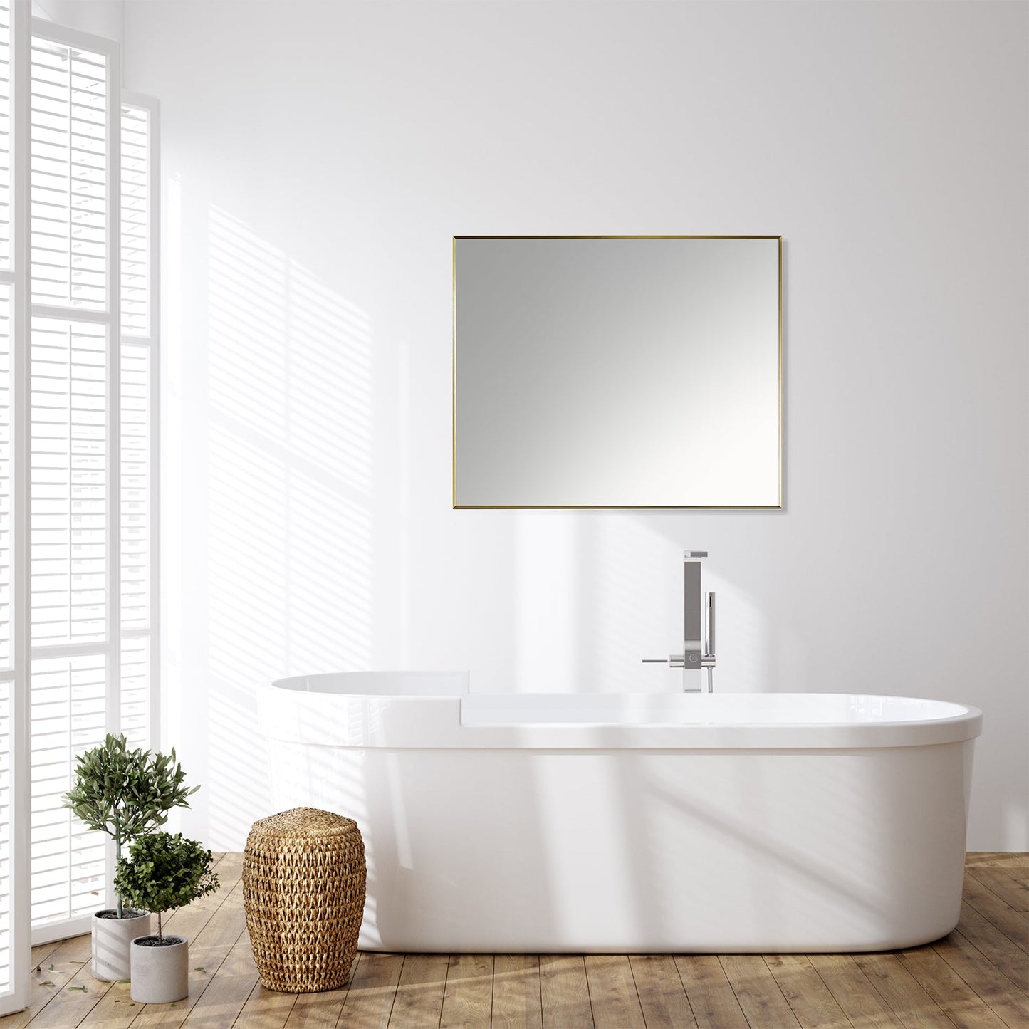 Sassi 36" Rectangle Bathroom/Vanity Brushed Gold Aluminum Framed Wall Mirror