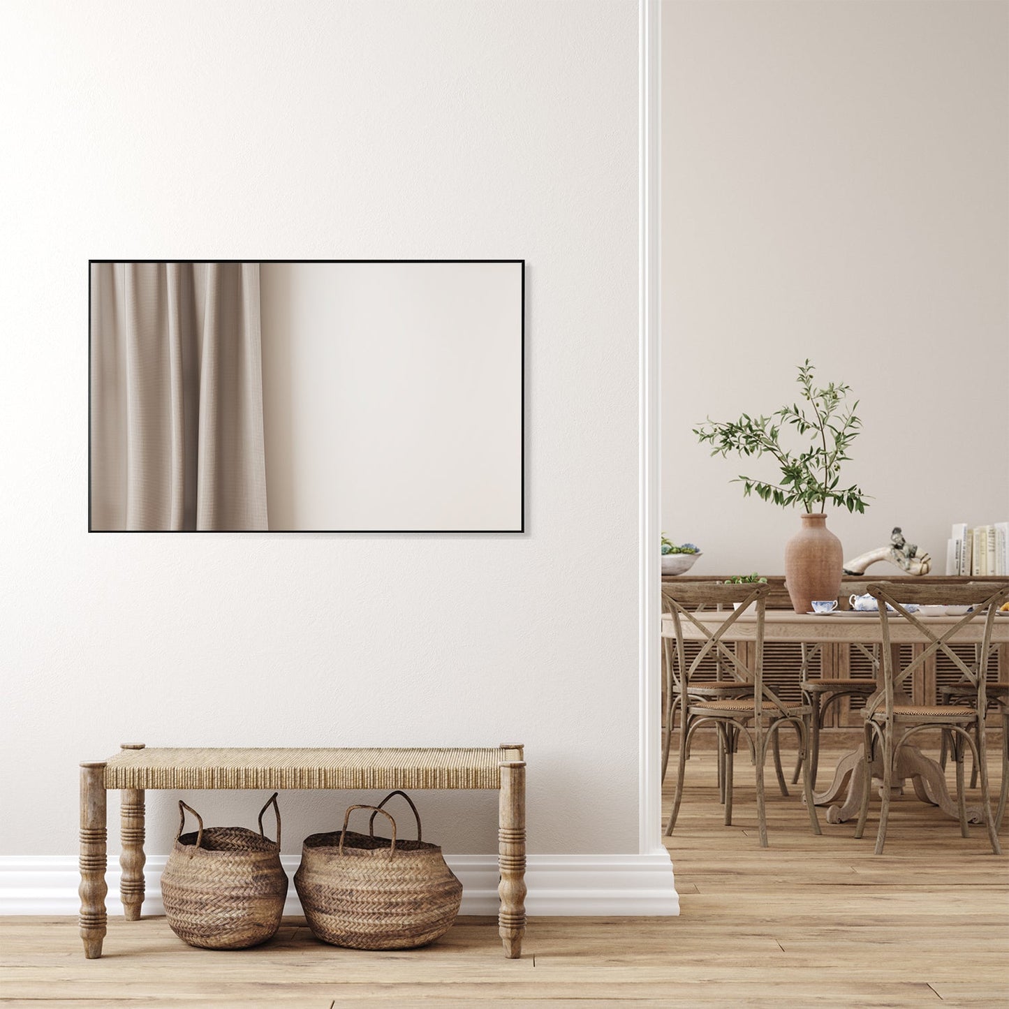 Sassi 48" Rectangle Bathroom/Vanity Matt Black Aluminum Framed Wall Mirror