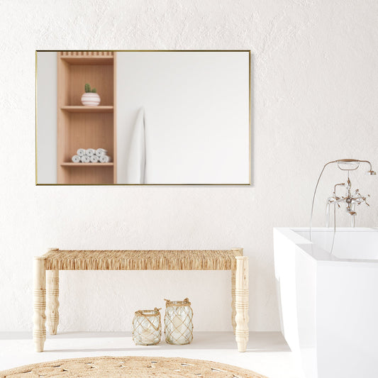 Sassi 48" Rectangle Bathroom/Vanity Brushed Gold Aluminum Framed Wall Mirror