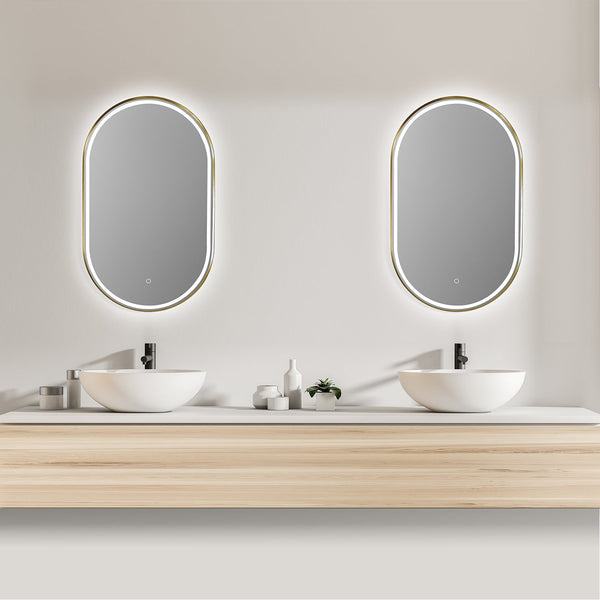 Oleggio Oval
 36 Framed in Brushed Gold Modern Bathroom/Vanity LED Lighted Wall Mirror