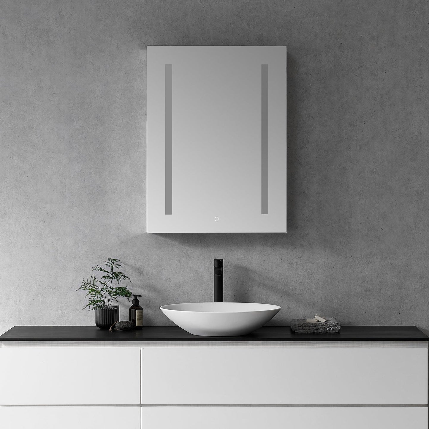 Catola Rectangle 24" Frameless Surface-Mount/Recessed LED Lighted Bathroom Medicine Cabinet