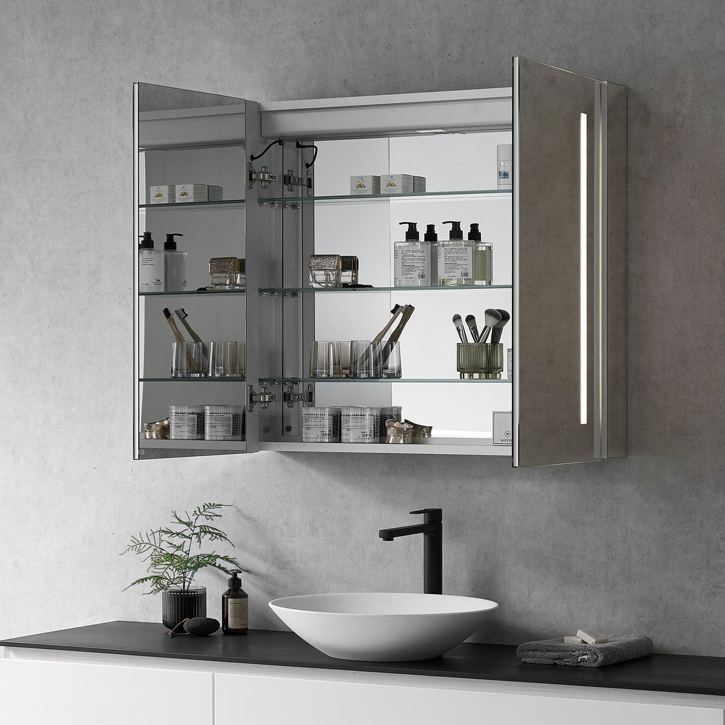 Catola Rectangle 36" Frameless Surface-Mount/Recessed LED Lighted Bathroom Medicine Cabinet