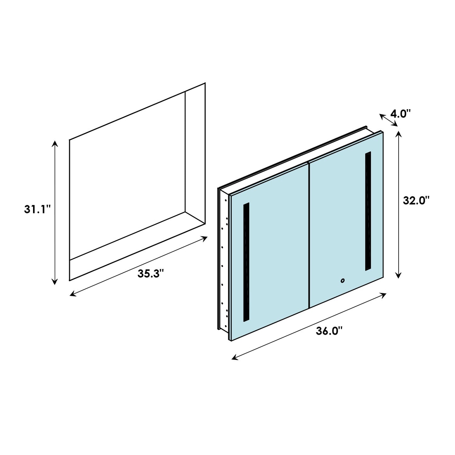 Catola Rectangle 36" Frameless Surface-Mount/Recessed LED Lighted Bathroom Medicine Cabinet