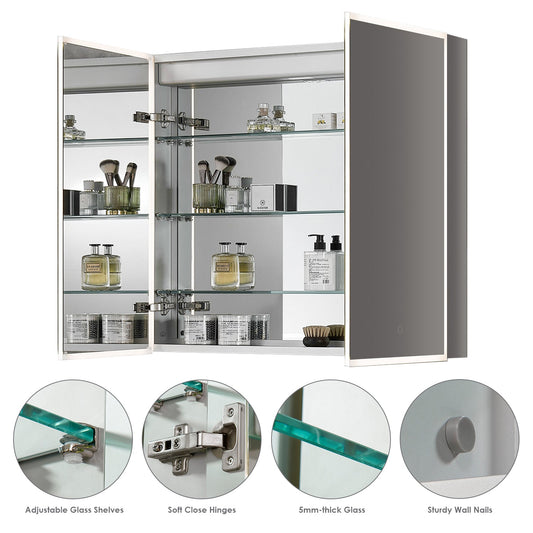 Carsoli Rectangle 36" Frameless Surface-Mount/Recessed LED Lighted Bathroom Medicine Cabinet