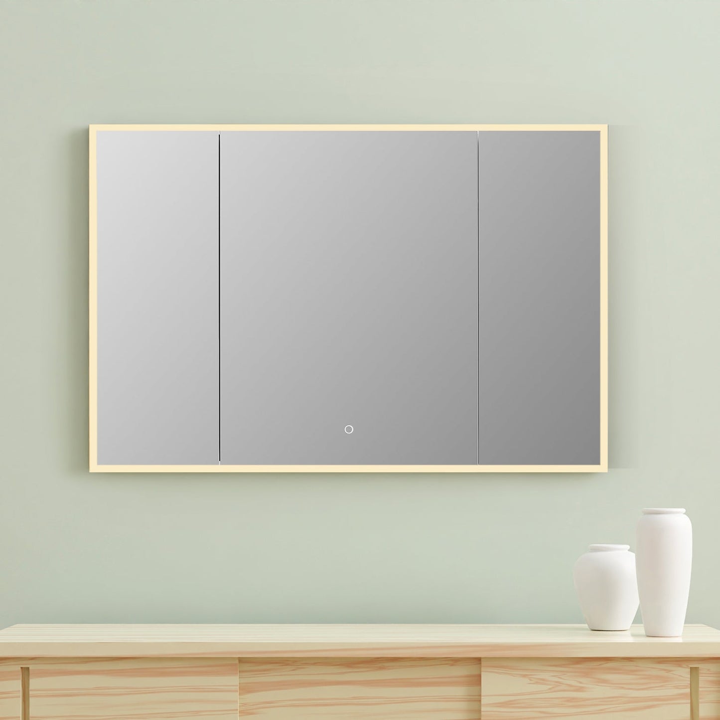 Carsoli Rectangle 48" Frameless Surface-Mount/Recessed LED Lighted Bathroom Medicine Cabinet