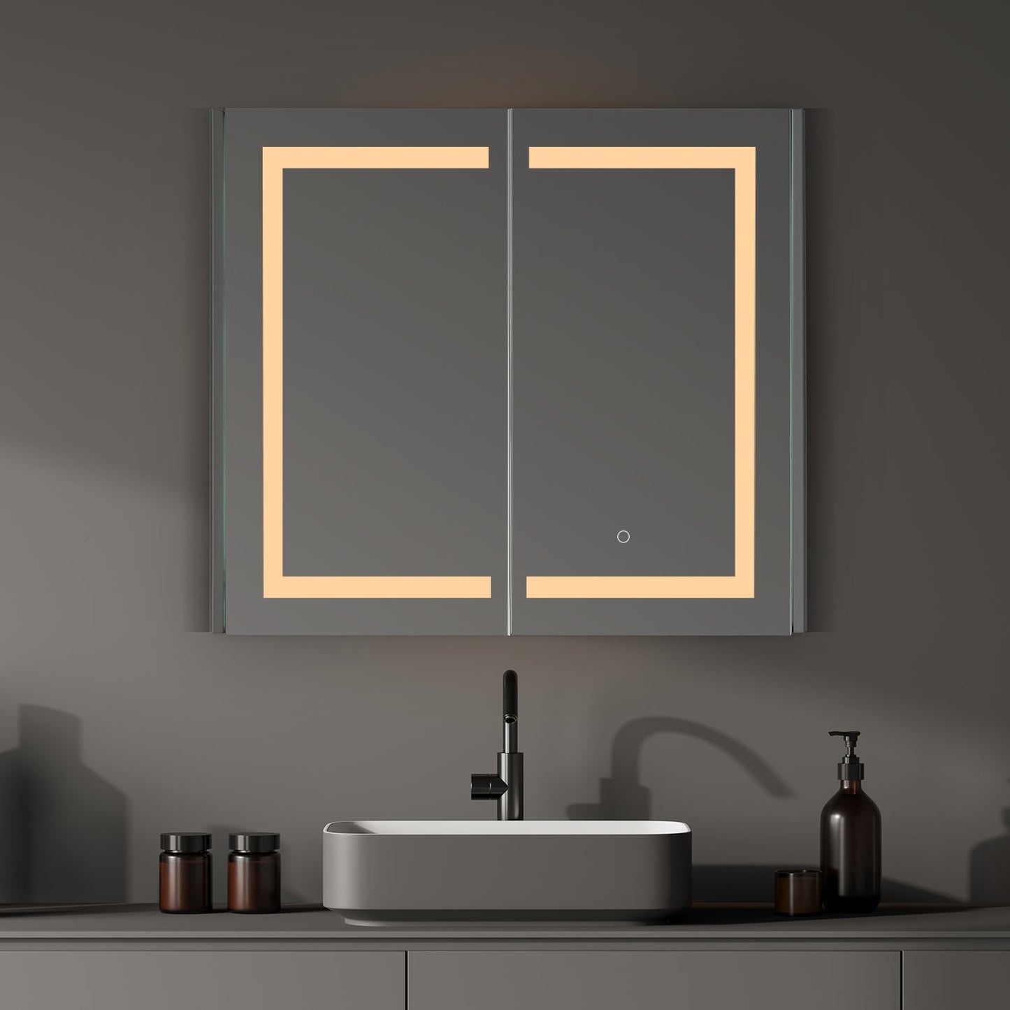 Bojano Rectangle 36" Frameless Surface-Mount/Recessed LED Lighted Bathroom Medicine Cabinet