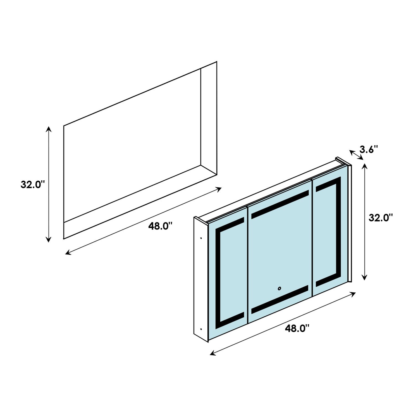 Bojano Rectangle 48" Frameless Surface-Mount/Recessed LED Lighted Bathroom Medicine Cabinet