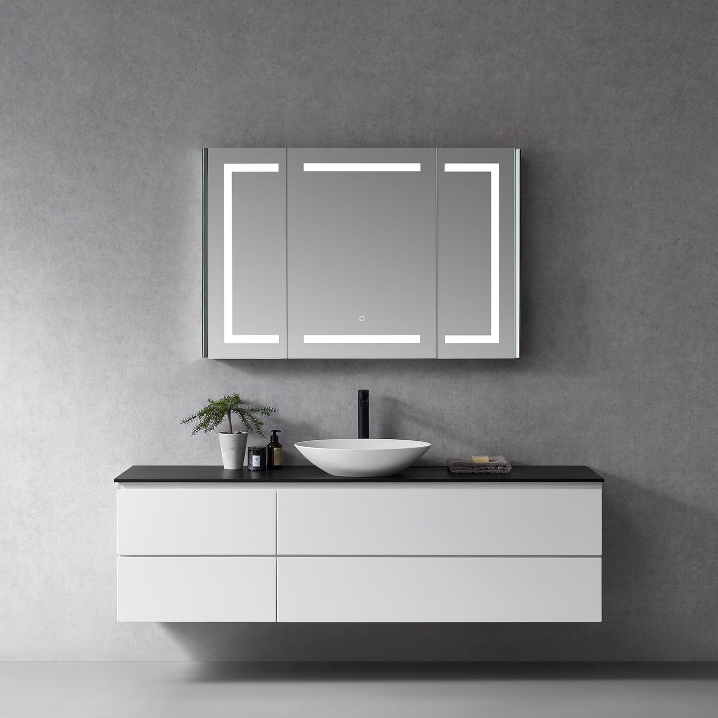 Bojano Rectangle 48" Frameless Surface-Mount/Recessed LED Lighted Bathroom Medicine Cabinet