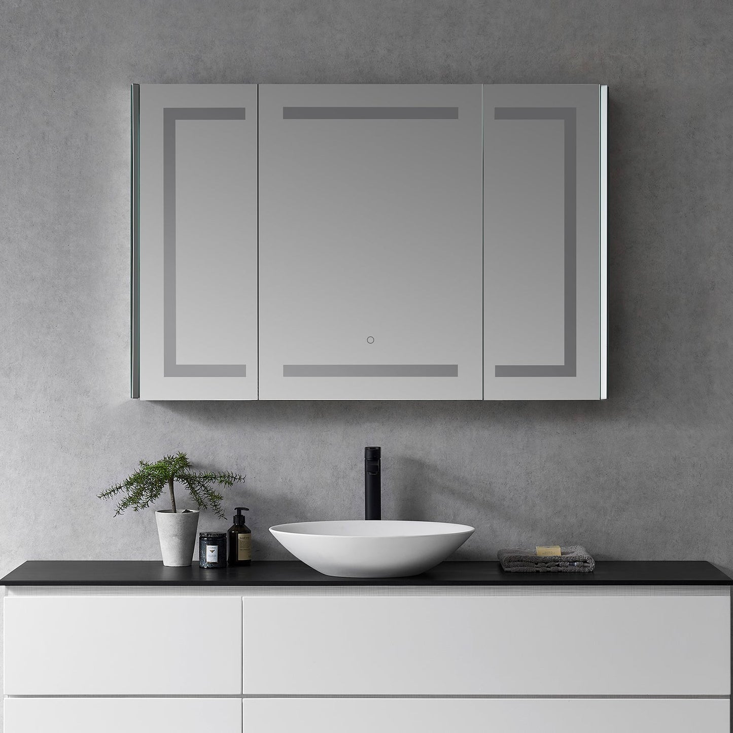 Bojano Rectangle 48" Frameless Surface-Mount/Recessed LED Lighted Bathroom Medicine Cabinet