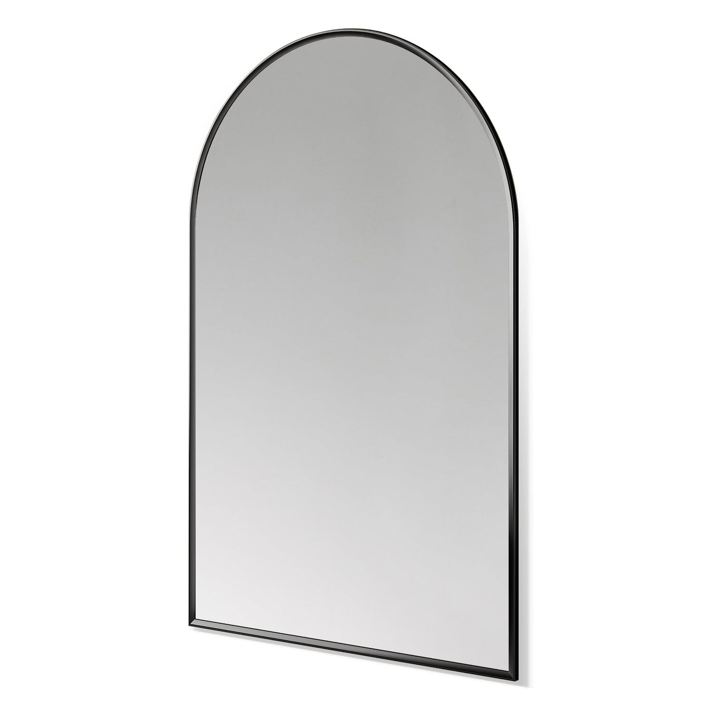 Benoni 24" Classic Domed Bathroom/Vanity Matt Black Aluminum Framed Wall Mirror