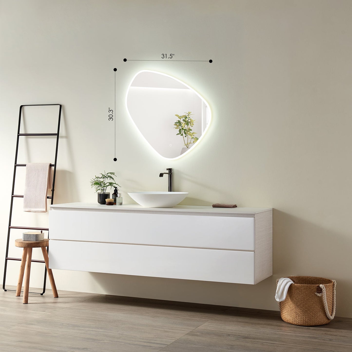 Rasso Novelty
 32" Frameless Modern Bathroom/Vanity LED Lighted Wall Mirror