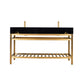 Nauders 60" Double Stainless Steel Vanity Console in Brushed Gold with Imperial Black Stone Countertop without Mirror