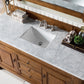 Brookfield 60" Single Vanity, Country Oak w/ 3 CM Carrara Marble Top