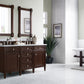 Brittany 60" Double Vanity, Burnished Mahogany w/ 3 CM Carrara Marble Top