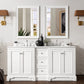 De Soto 72" Double Vanity, Bright White w/ 3 CM Arctic Fall Solid Surface Top