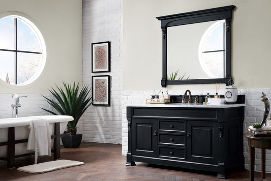 Brookfield 60" Single Vanity, Antique Black w/ 3 CM Carrara Marble Top