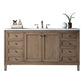 Chicago 60" Single Vanity, Whitewashed Walnut w/ 3 CM Arctic Fall Solid Surface Top