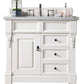 Brookfield 36" Single Vanity, Bright White w/ 3 CM Carrara Marble Top