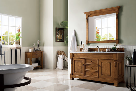 Brookfield 60" Single Vanity, Country Oak w/ 3 CM Carrara Marble Top