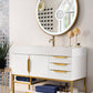 Columbia 48" Single Vanity, Glossy White, Radiant Gold w/ Glossy White Composite Stone Top