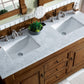 Brookfield 60" Double Vanity, Country Oak w/ 3 CM Carrara Marble Top