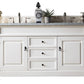 Brookfield 60" Double Vanity, Bright White w/ 3 CM Carrara Marble Top