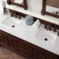 Brookfield 72" Double Vanity, Burnished Mahogany w/ 3 CM Carrara Marble Top