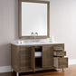 Chicago 60" Single Vanity, Whitewashed Walnut w/ 3 CM White Zeus Quartz Top