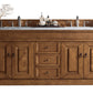 Brookfield 72" Double Vanity, Country Oak w/ 3 CM Carrara Marble Top