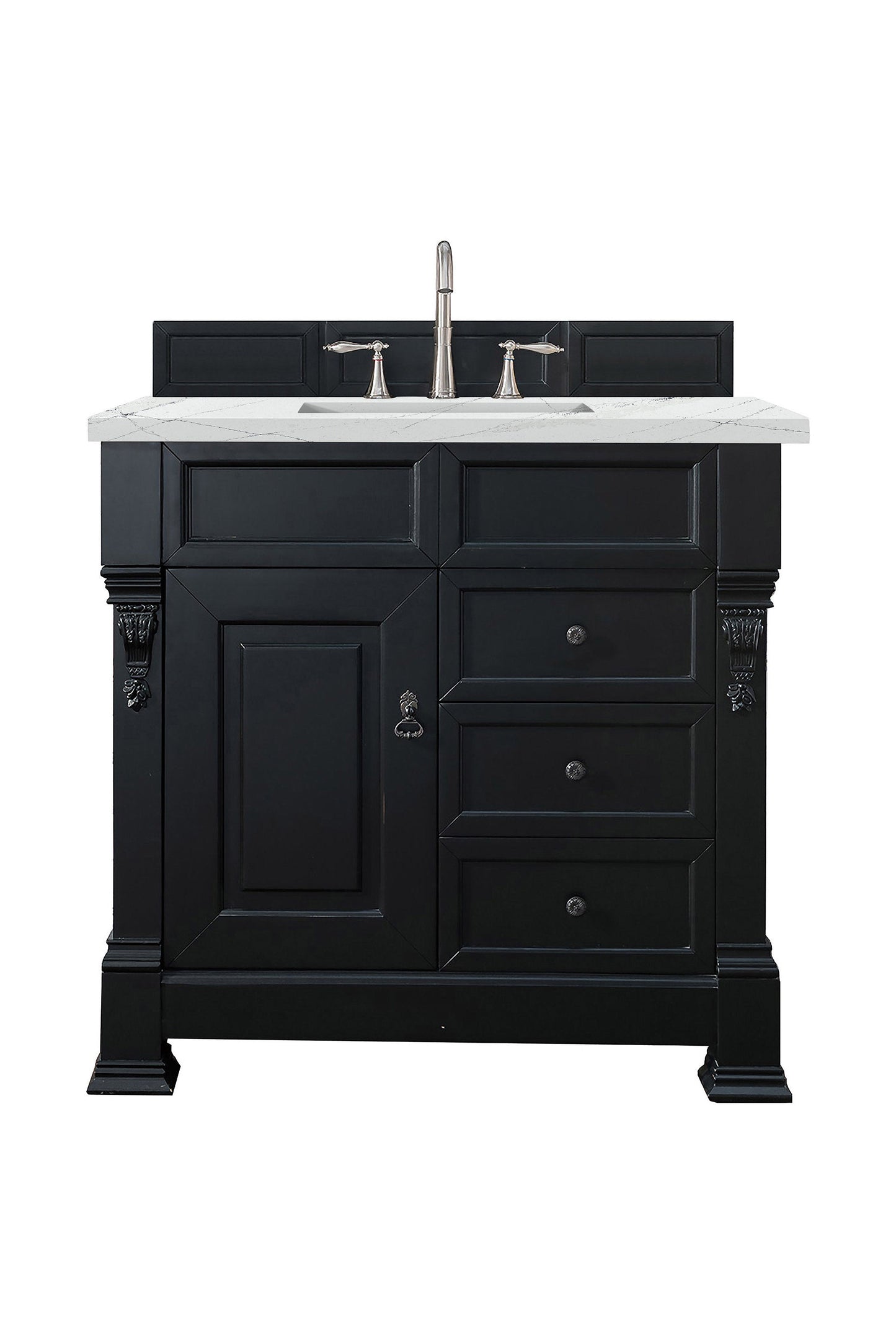 Brookfield 36" Single Vanity, Antique Black w/ 3 CM Ethereal Noctis Quartz Top