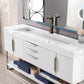 Columbia 72" Single Vanity, Glossy White w/ Glossy White Composite Stone Top