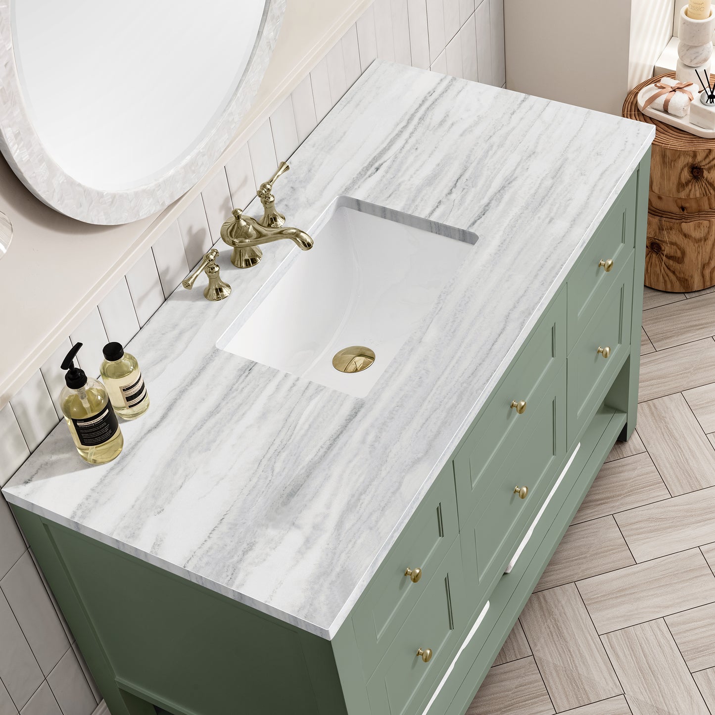 Breckenridge 48" Single Vanity, Smokey Celadon w/ 3 CM Arctic Fall Top