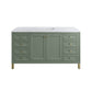 Chicago 60" Single Vanity, Smokey Celadon w/ 3 CM Carrara Marble Top