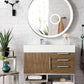 Columbia 36" Single Vanity, Latte Oak w/ Glossy White Composite Stone Top