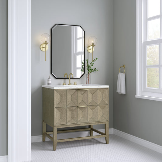 Emmeline 36" Single Vanity, Pebble Oak w/ 3 CM Etehreal Noctis Top