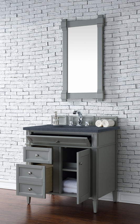 Brittany 36" Single Vanity, Urban Gray w/ 3 CM Charcoal Soapstone Quartz Top