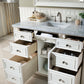 Bristol 48" Single Vanity, Bright White w/ 3 CM Carrara Marble Top