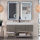 Columbia 59" Double Vanity, Ash Gray w/ Glossy White Composite Stone Top