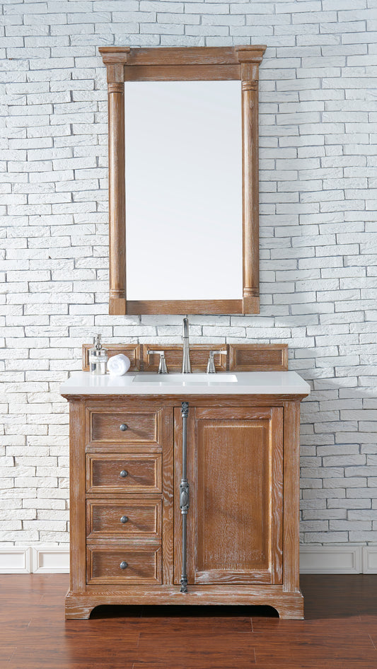 Providence 36" Single Vanity, Driftwood w/ 3 CM White Zeus Quartz Top