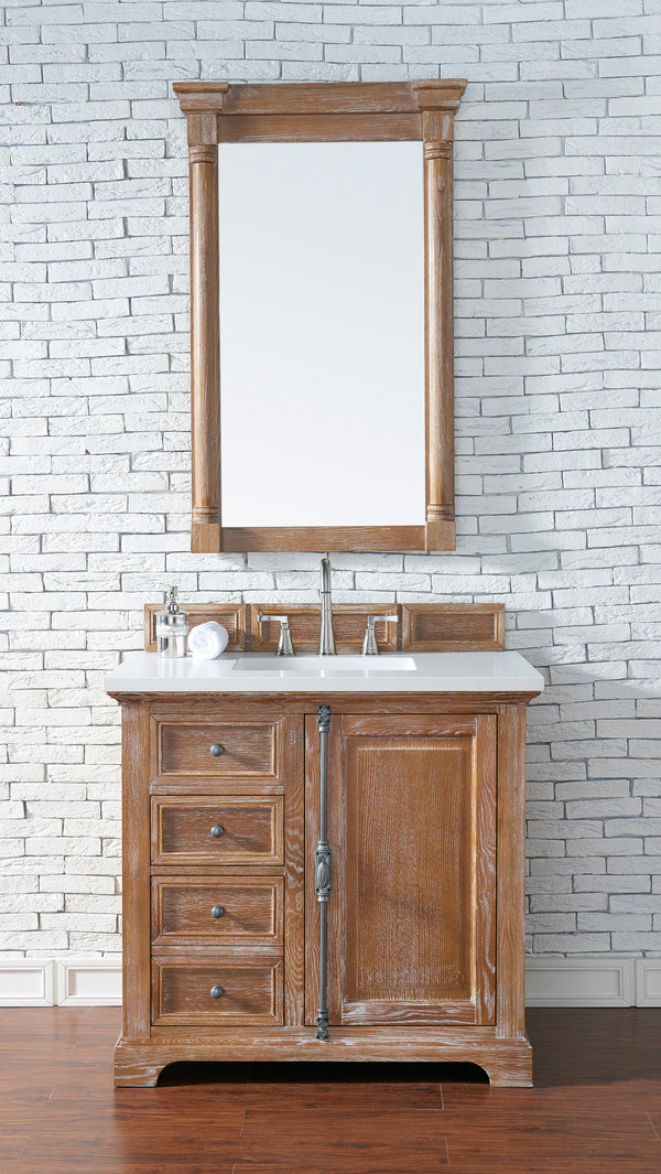 Providence 36 Single Vanity, Driftwood w/ 3 CM White Zeus Quartz Top