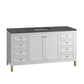 Chicago 60" Single Vanity, Glossy White w/ 3 CM Charcoal Soapstone Top