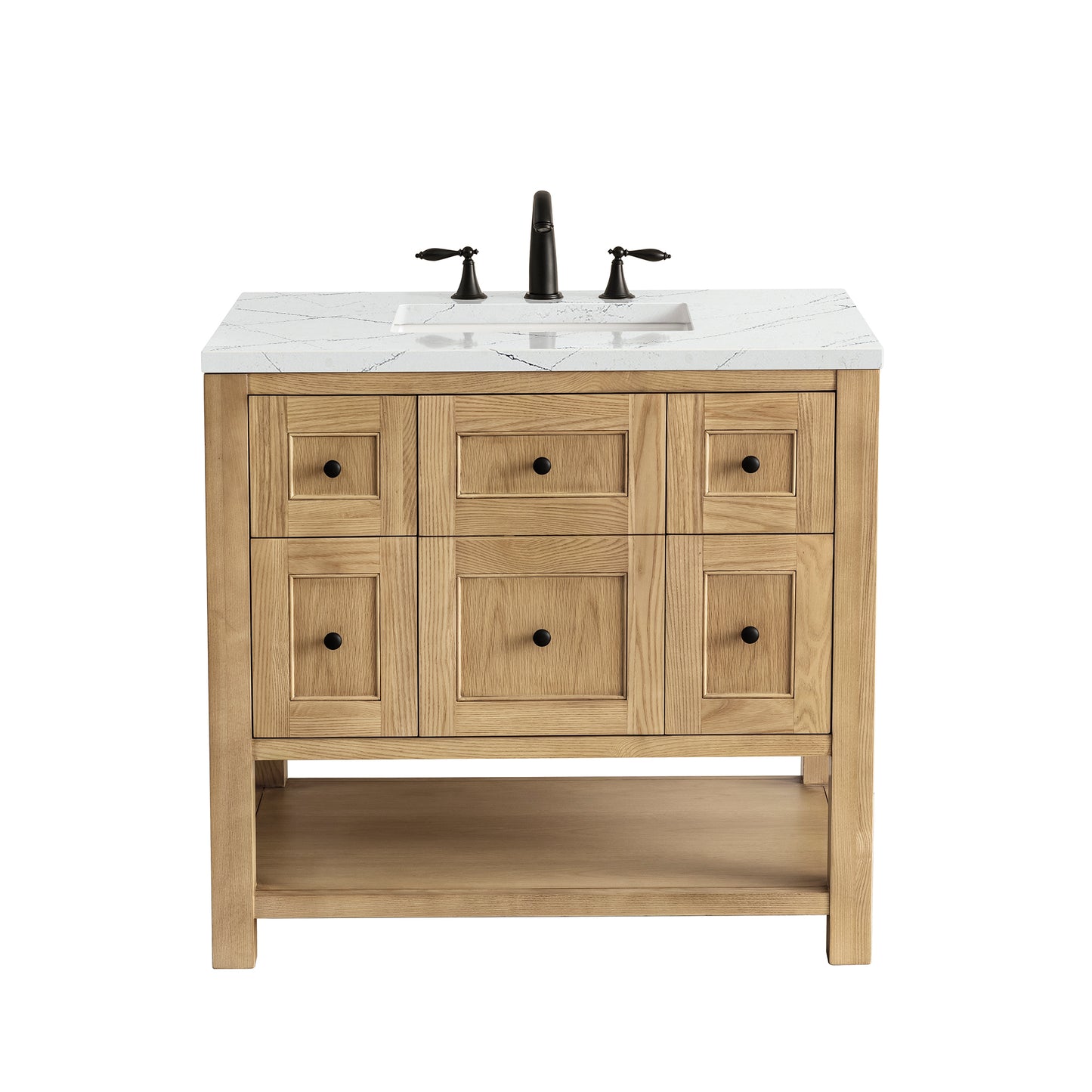 Breckenridge 36" Single Vanity, Light Natural Oak w/ 3 CM Ethereal Noctis Top