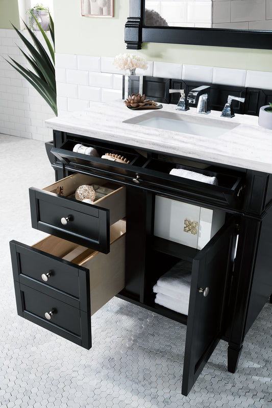 Brittany 36" Single Vanity, Black Onyx w/ 3 CM Arctic Fall Solid Surface Top