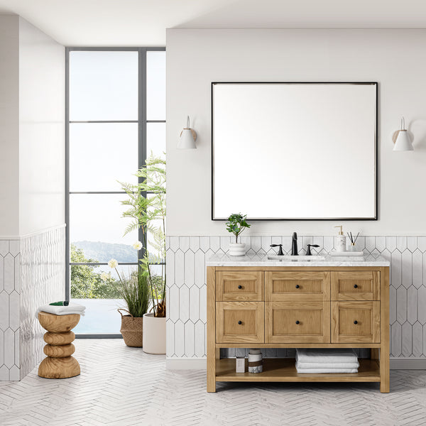 Breckenridge 48 Single Vanity, Light Natural Oak w/ 3 CM Eternal Jasmine Pearl Top